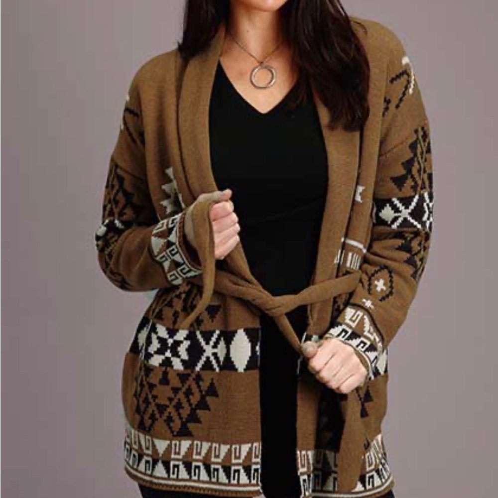 Stetson Womens Santa Fe Belted Sweater